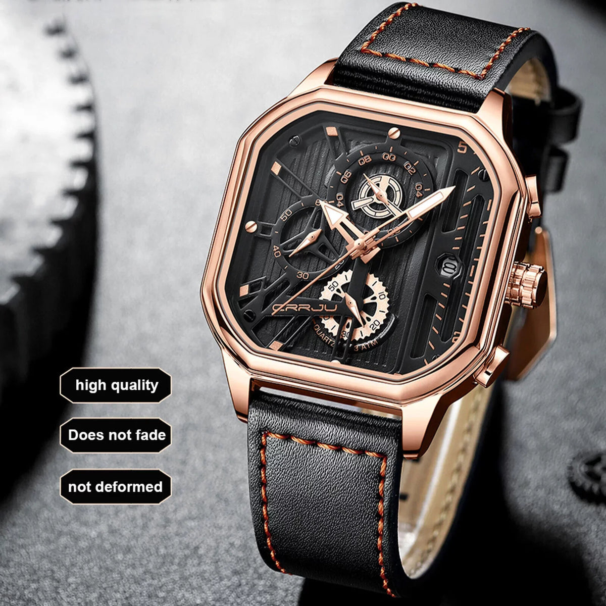 Leather Men's Date Quartz Business Chronograph Waterproof Watch Luminous Luxury