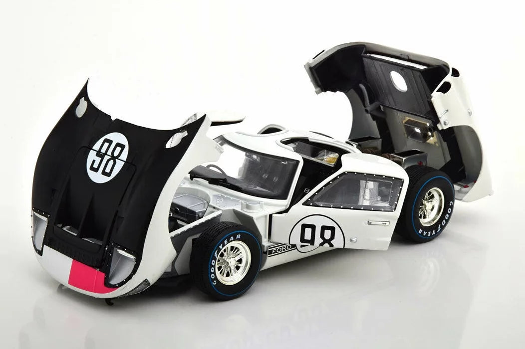 Toy - SC415W Shelby scale Ford White MK Diecast Collectibles Car 1/18 II - Model Shelby 1966 #98, GT-40