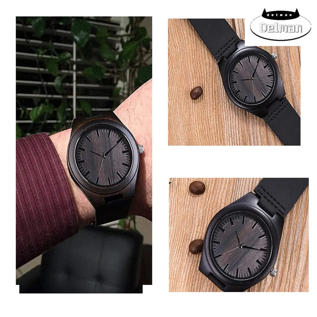 Family Watch Women Son Mom for Wooden Wife Men Wood Husband Watch, Casual Engraved Handmade Dad Customized