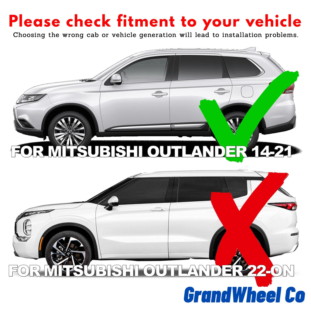 Guards Outlander - Window Side Compatible Deflectors Tape-On GrandWheel with 4pcs. 2014-2021 Mitsubishi Tinted Smoke Rain Co Visor Vent GW0389