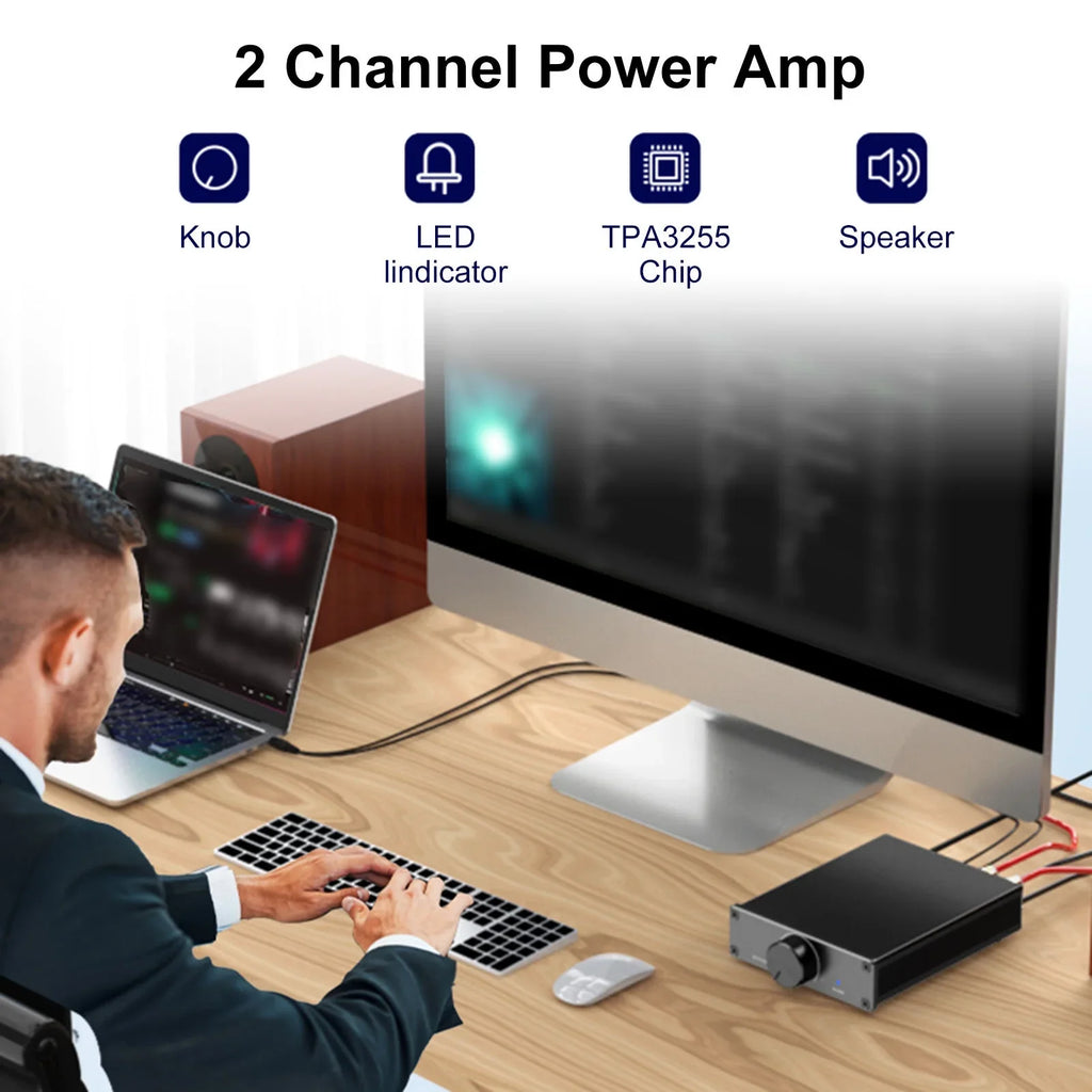TPA3255 Desktop Amplifier Digital Lixada 300W Active 2 for Home Speakers 2.0 Stereo Plug-and-Play X Channel Audio