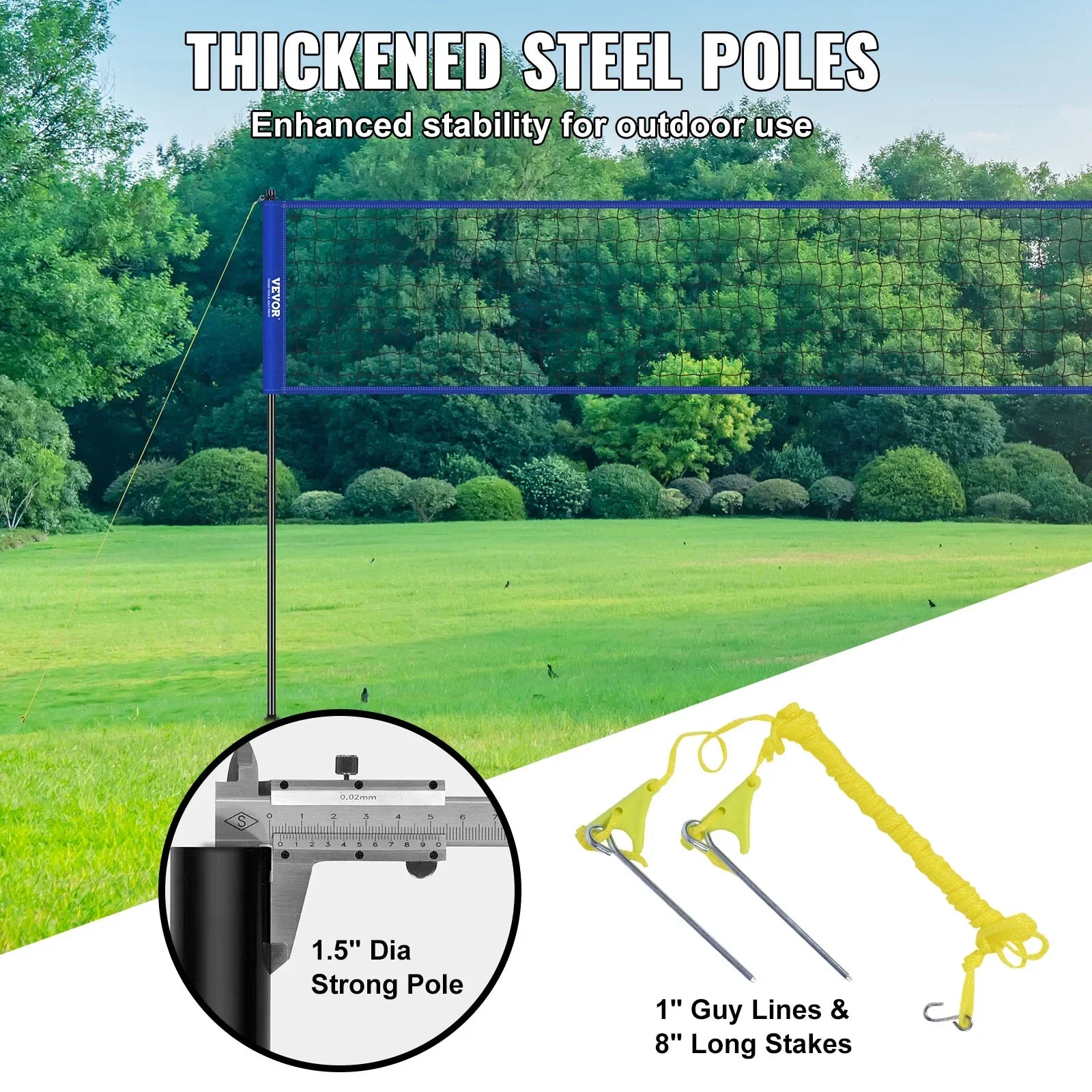 32ft Poles Portable Carrying BENTISM PVC x Pump Boundary 3ft Steel Adjustable Sports with & Volleyball, Outdoor Poles Height Net Volleyball for System Bag, Lines,
