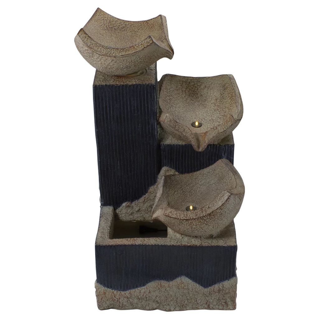 Lighted Cascading Northlight Bowl LED 3-Tier 21" Outdoor Water Fountain