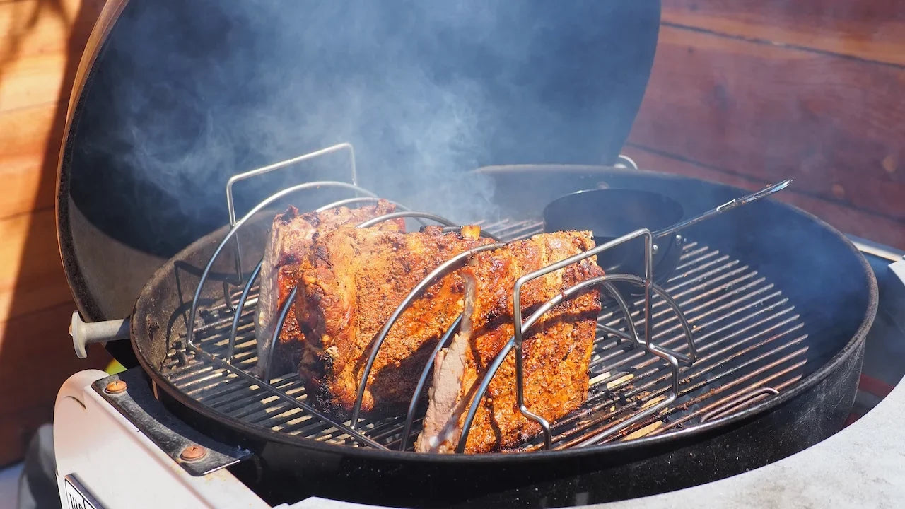 Pan Rib and Sauce Set Basting Steel Brush Large PitMaster 6 King 3pc Rack, Slot Combo Stainless