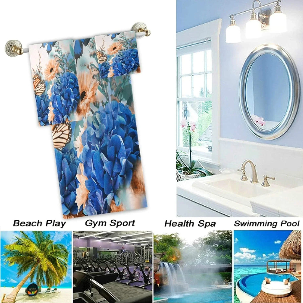 Shrubs Bath Wellsay Multipurpose Gym, Butterfly Towels, Towel+1 Beautiful Soft Hand Washcloth, Hotel, Flowers 3 Towel+1 Bathroom, and Kitchen Decorative Luxury 1 Set of Spa for