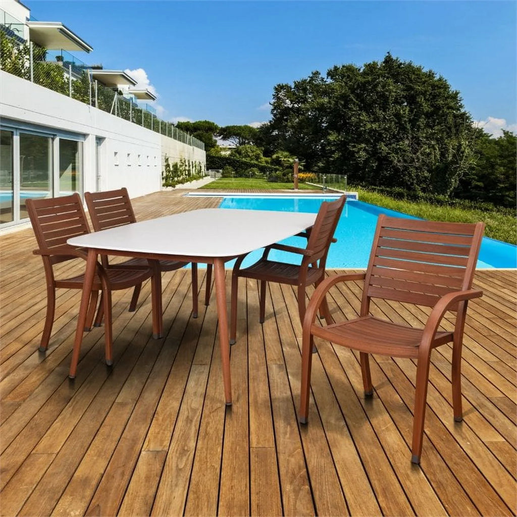 5 International Deluxe Charlotte Home Set in Amazonia Piece White Patio Dining