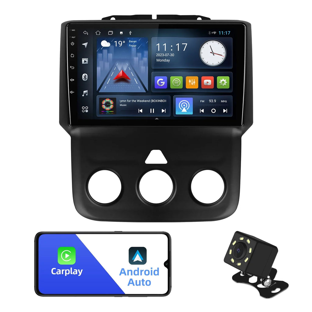 Dodge Android FM BT Touchscreen Double Screen Auto GPS Din Carplay RAM 2+32G 10 Navi 9 inches Camera Android Stereo IPS Radio Backup 1500/2500/3500 for Car Car with 2013-2018 & Support