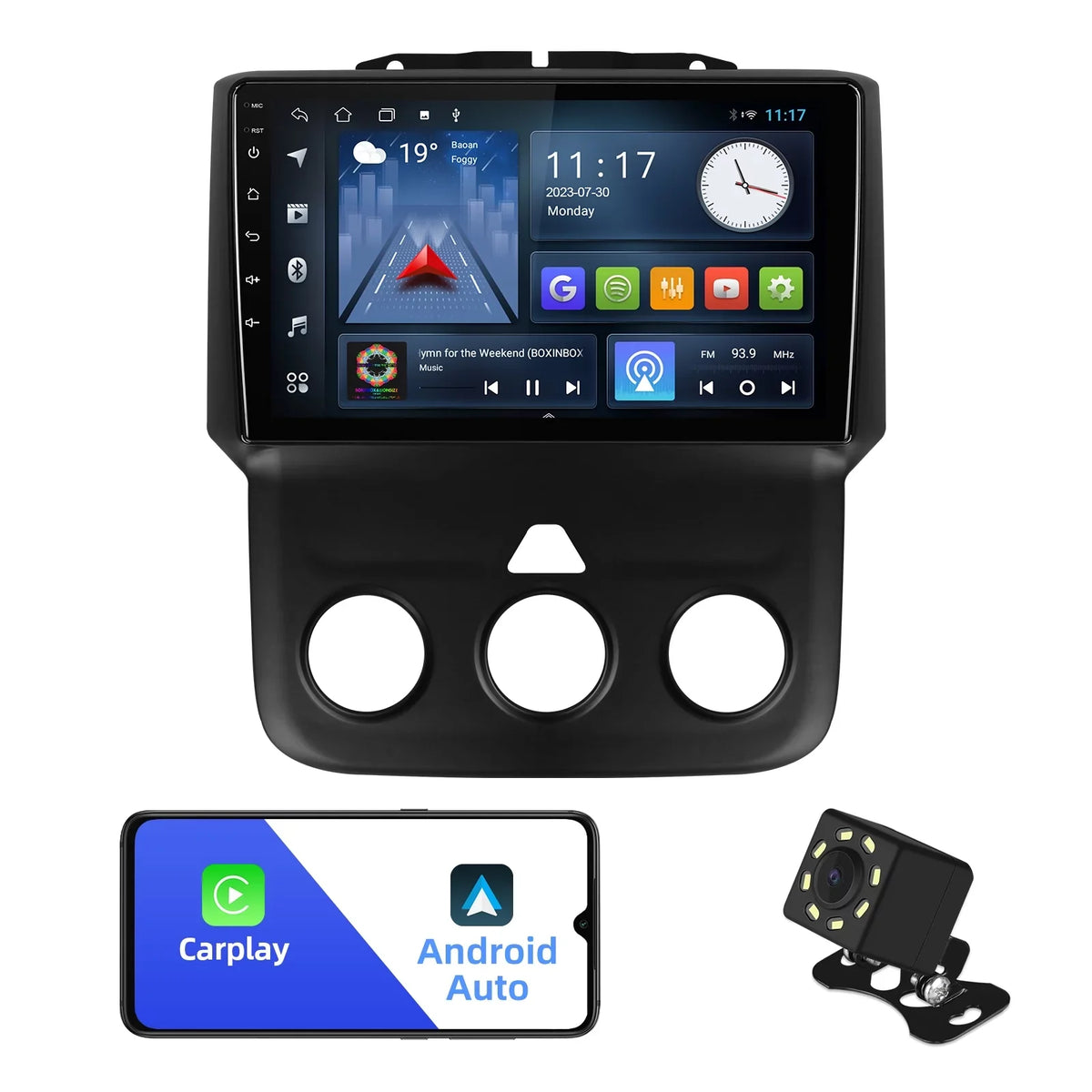 Dodge Android FM BT Touchscreen Double Screen Auto GPS Din Carplay RAM 2+32G 10 Navi 9 inches Camera Android Stereo IPS Radio Backup 1500/2500/3500 for Car Car with 2013-2018 & Support