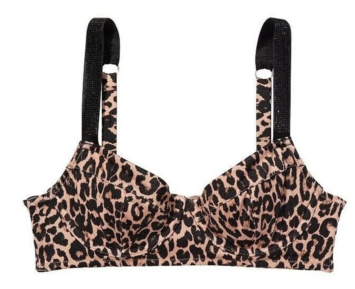 Victoria’s Bikini Size 38D Swim NWT Secret Strap Top Wicked Shine Print Animal