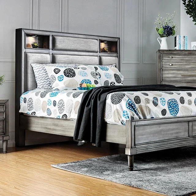 Bed Size Gray 1pc Transitional Finish Eastern Style Bedroom King Furniture