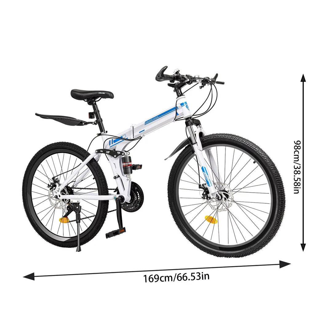 Disc Brake Bicycle Bike Bikes 26" MTB Mountain Folding Speed 21 SHZICMY Dual Men School