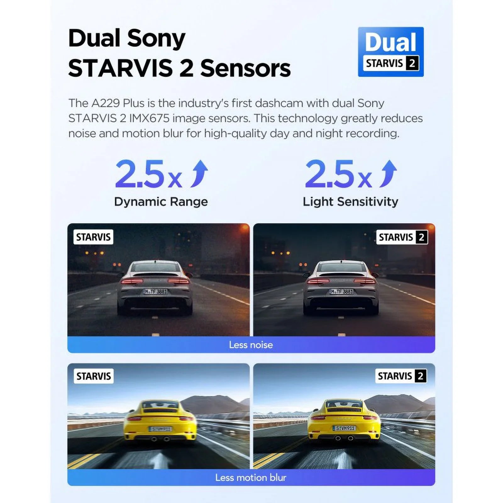 STARVIS Mode, 2-Channel 2K/2K Cam Dash Wi-Fi, Control, Support with Max 2, VIOFO QHD Voice Parking Plus 512GB A229 GPS,