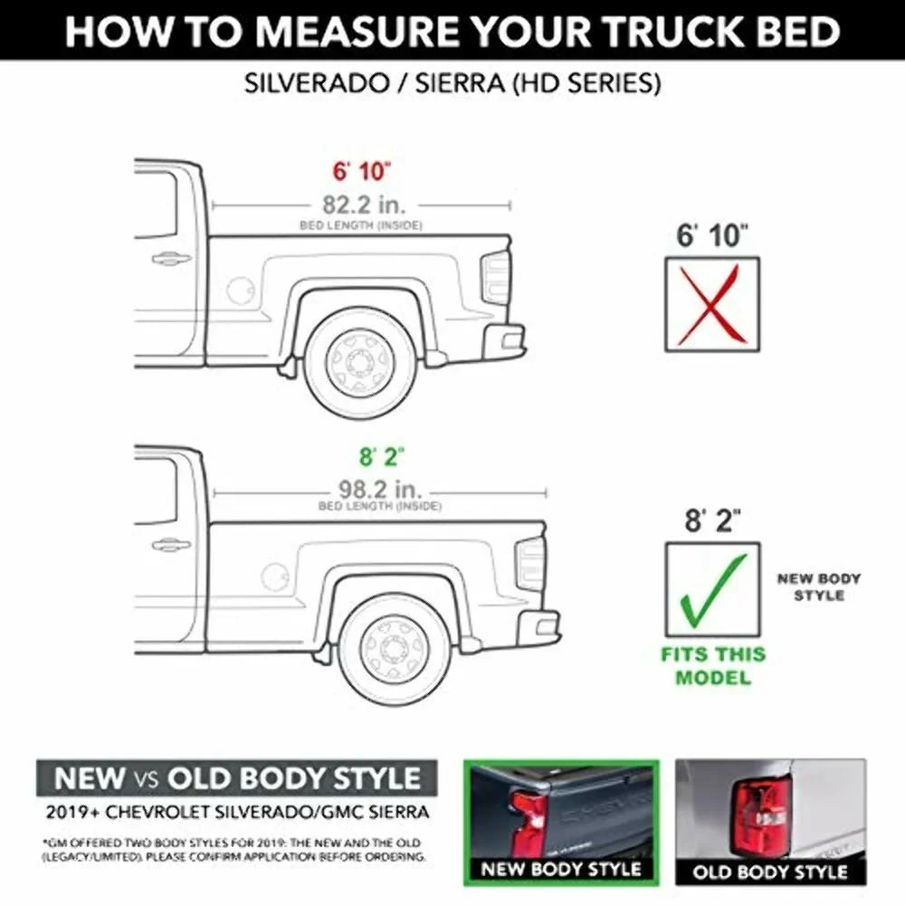 CHEVROLET GMC CT 2019-2023 TruXedo SILVERADO, Truck Tonneau Fits Bed Hard Cover 2019-2023 select: Rolling SIERRA Sentry