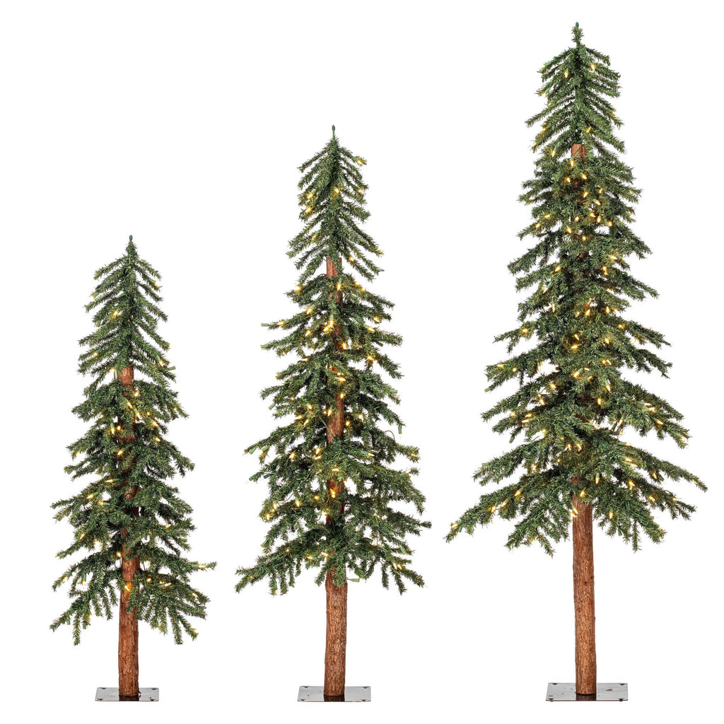 3 White Warm 5' Alpine 4' Set Christmas Set, Lights, 6' Vickerman of Tree LED Artificial Natural