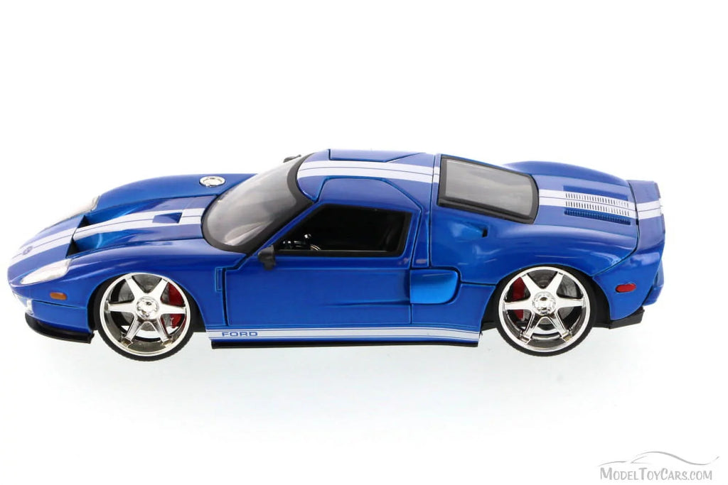 & 1/24 Jada" Furious Stripes with Car 7\" \Fast Model (2015) White Movie Blue by Ford GT Diecast