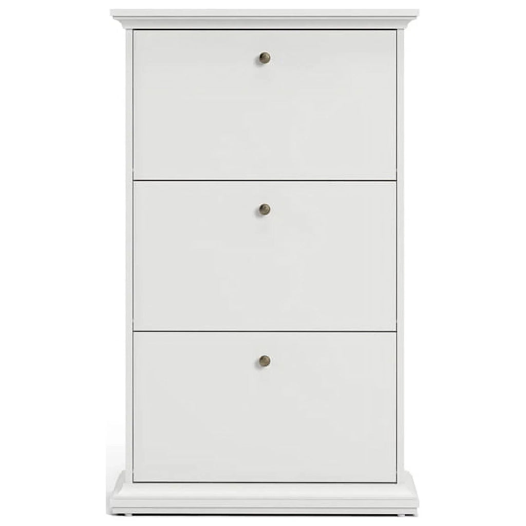 Cabinet Contemporary Allora Wood in Shoe White Drawer 3