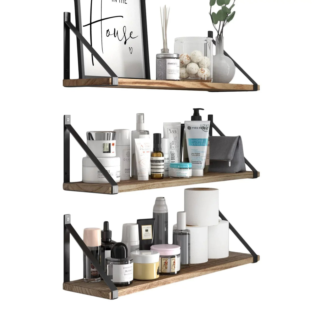 Over Float 3 Organizer, the 24" Bathroom Shelves Wallniture Toilets Shelf Bora Burned, Laundry of Wall Storage Set Natural