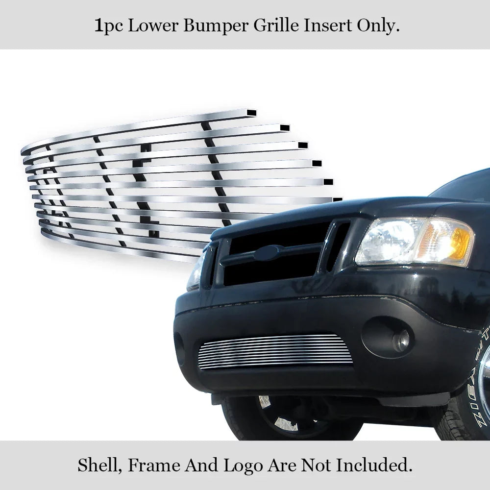 N19-C22358F Insert Premium with Ford Horizontal Steel Billet Sport & APS Silver Compatible Sport Stainless 01-05 Explorer Lower Bumper Grille Trac 2001-2003