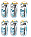 Skin Coated Razor, 6) Cartridges, Razor Cartridges (Pack ST & for Schick Quattro 1 of Schick Blades, 2 Twin Sensitive Titanium + Slim