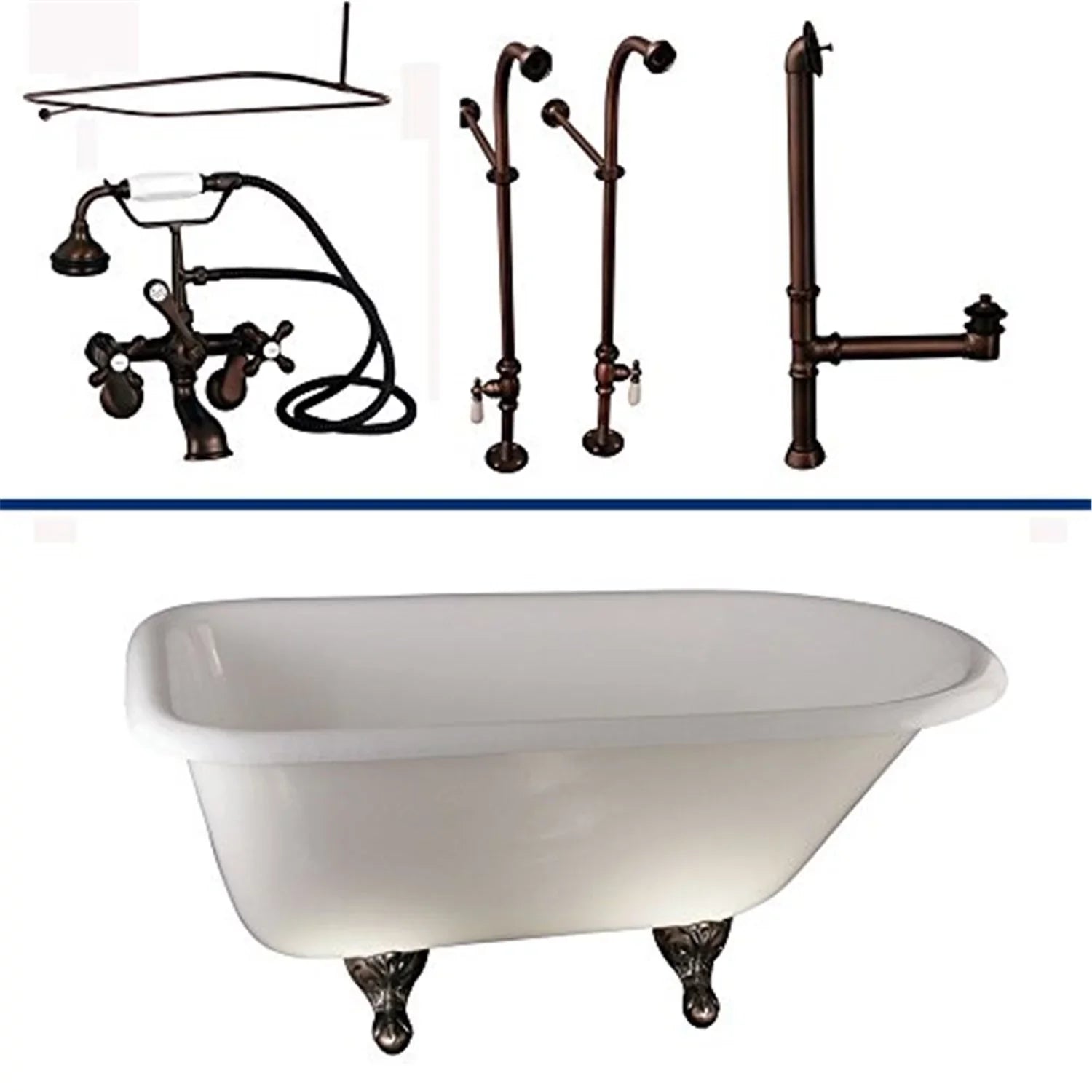Filler Roll TKCTRN60-ORB4 Drain-Oil CI 60 Rd Kit Tub Bronze Rubbed Supplies Shower Top