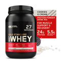 27 Optimum Whey & g Gold Protein Standard Protein, lb, Servings 1.85 Powder, Nutrition, Cream, 100% Cookies 24