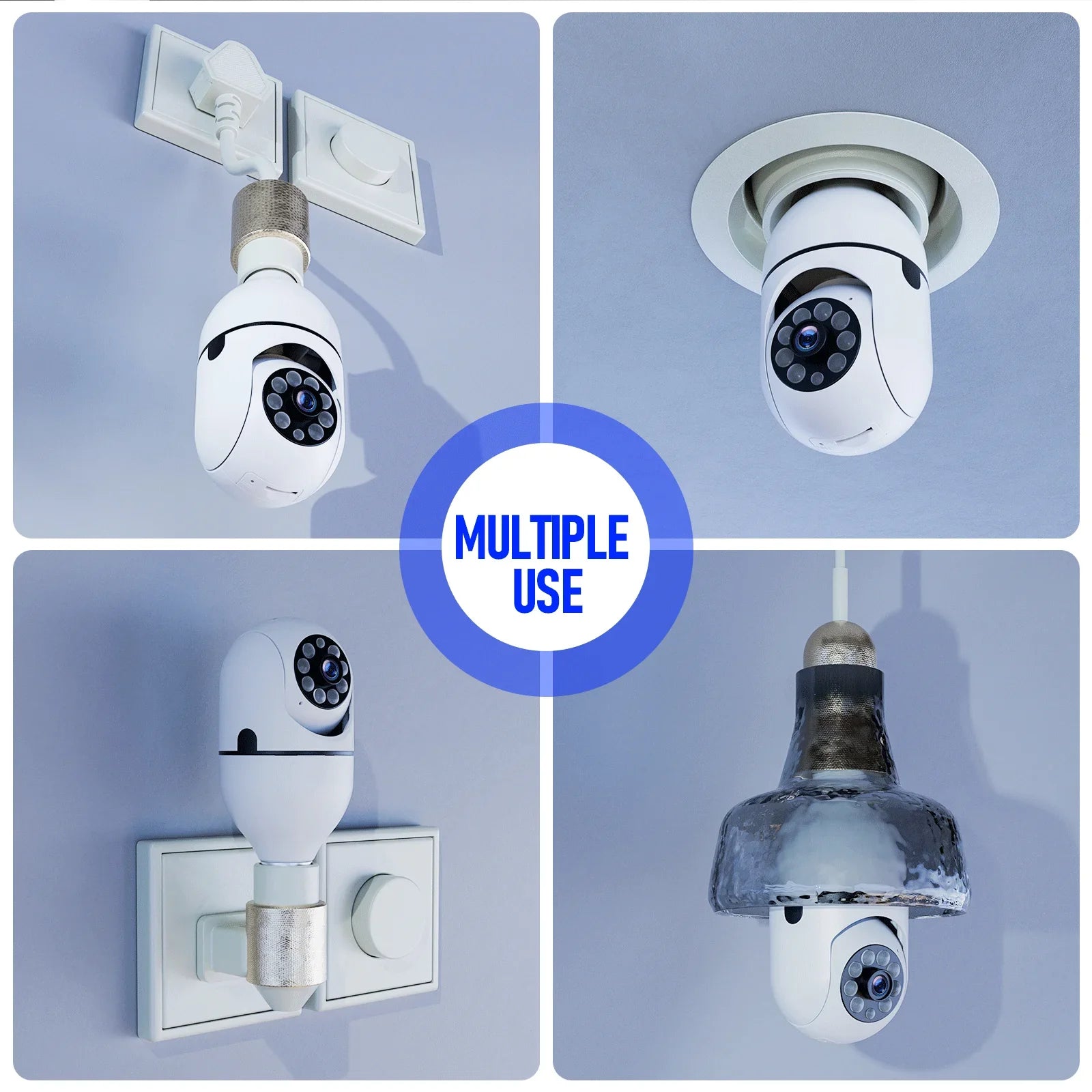 Wireless Camera Outdoor, Remote Wifi 2-Way Security E27 Detection Vision 360° 1080P Color Audio Night Dome Motion Access (2PCS) Camera TOGUARD Light IP Camera with Bulb 2.4G