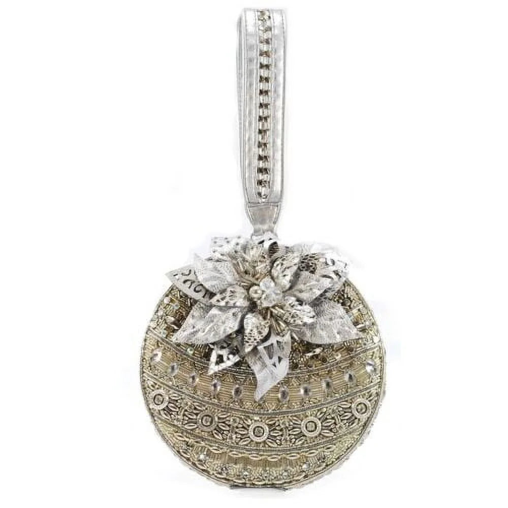 Holiday Snow Xmas New Frances Ornament Globe Wristlet Bead Mary Bag Purse Silver