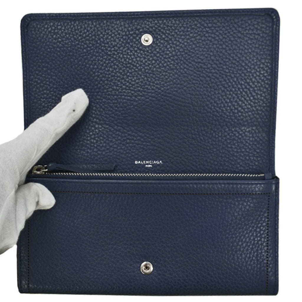 (Good) BALENCIAGA wallet Pre-Owned women's folio Balenciaga navy leather long
