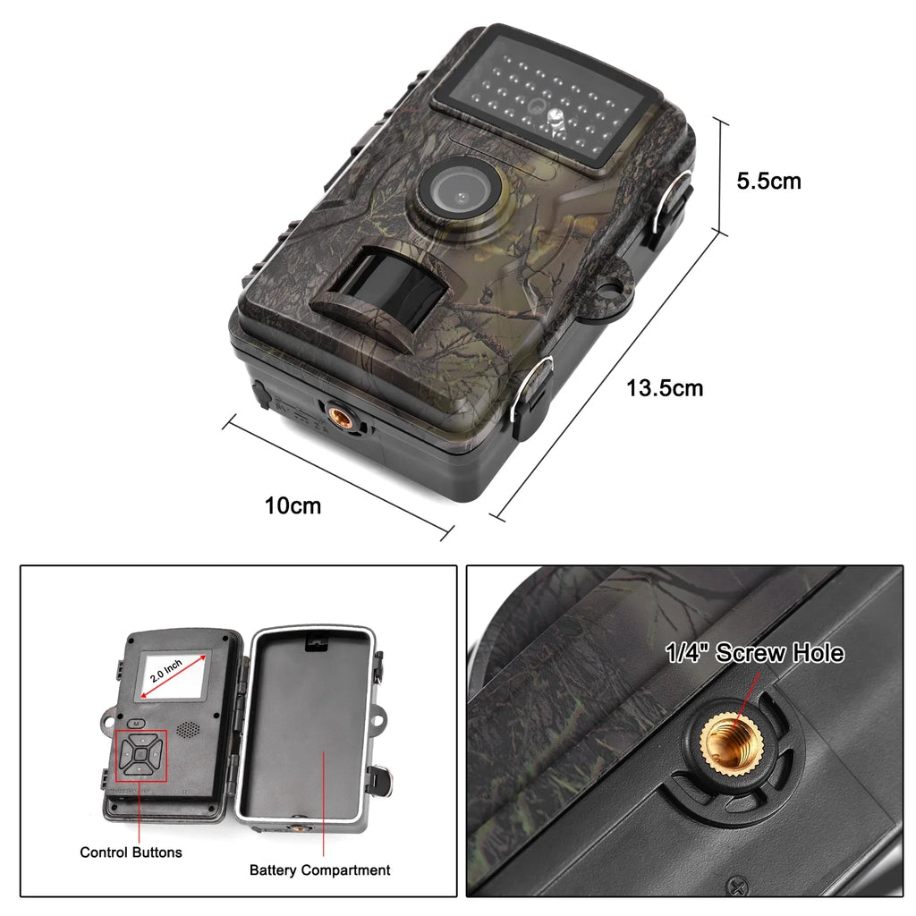 Supports IP66 0.8s Screen 16MP Motion Inch TFT Activated Color Time 2.0 Wildlife 1080P Waterproof Tracking Night Vision with Trigger Infrared Andoer Trail
