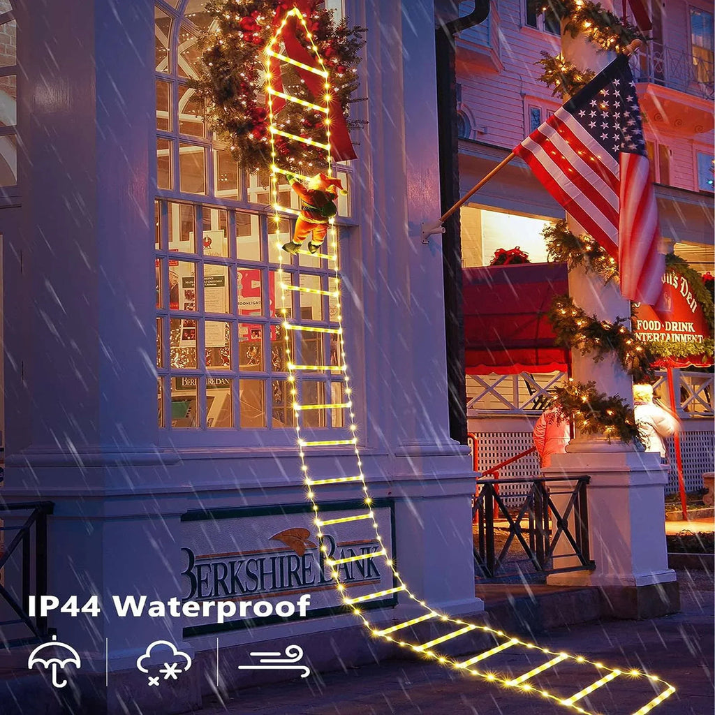 Porch Xmas for Lights Led Tree 10.5 Lava Lights Climbling Wall Ladder with Decor Santa Garden Roof Claus Outdoor Xmas Waterroof Lights Christmas Home ft