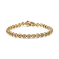 Silver Gold Color, Wheel Plated Sterling Yellow Link Tennis Cttw I2-I3 (I-J .925 Diamond Circle 14K Clarity) 7" Bracelet 1/10 Open