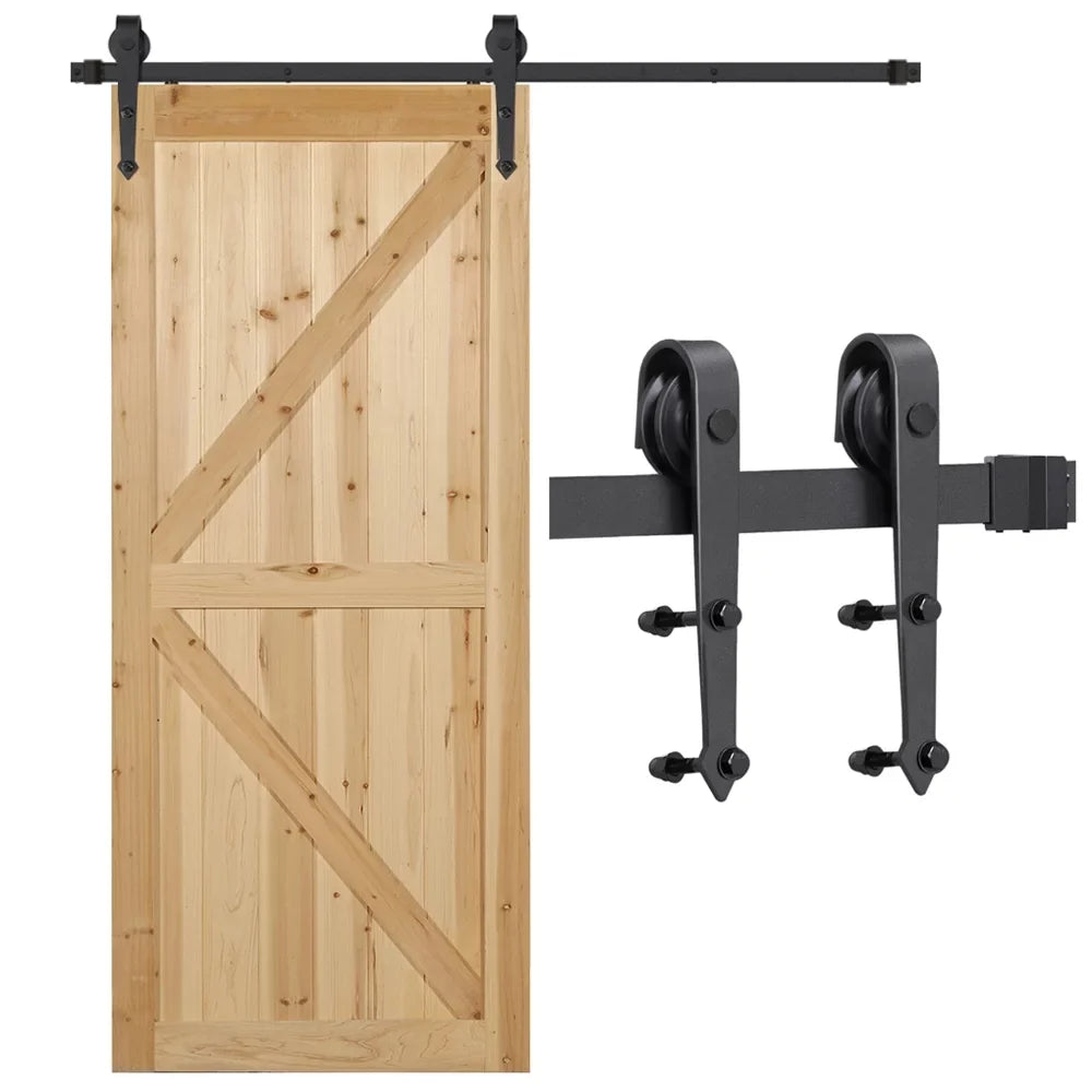 Single-door Ft Hardware Barn Door 6 Sliding Hanging Steel Arrow Kit Design Easyfashion Black Track