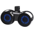Bluetooth Stereo Includes Sound Pyle Dual Range Off-Road w/LED (Black) System Boat, Car Wakeboard - Tower 2-Way Brackets ATV Speakers Outdoor 6.5” Waterproof 200W Speaker Light, for Jeep Full Marine