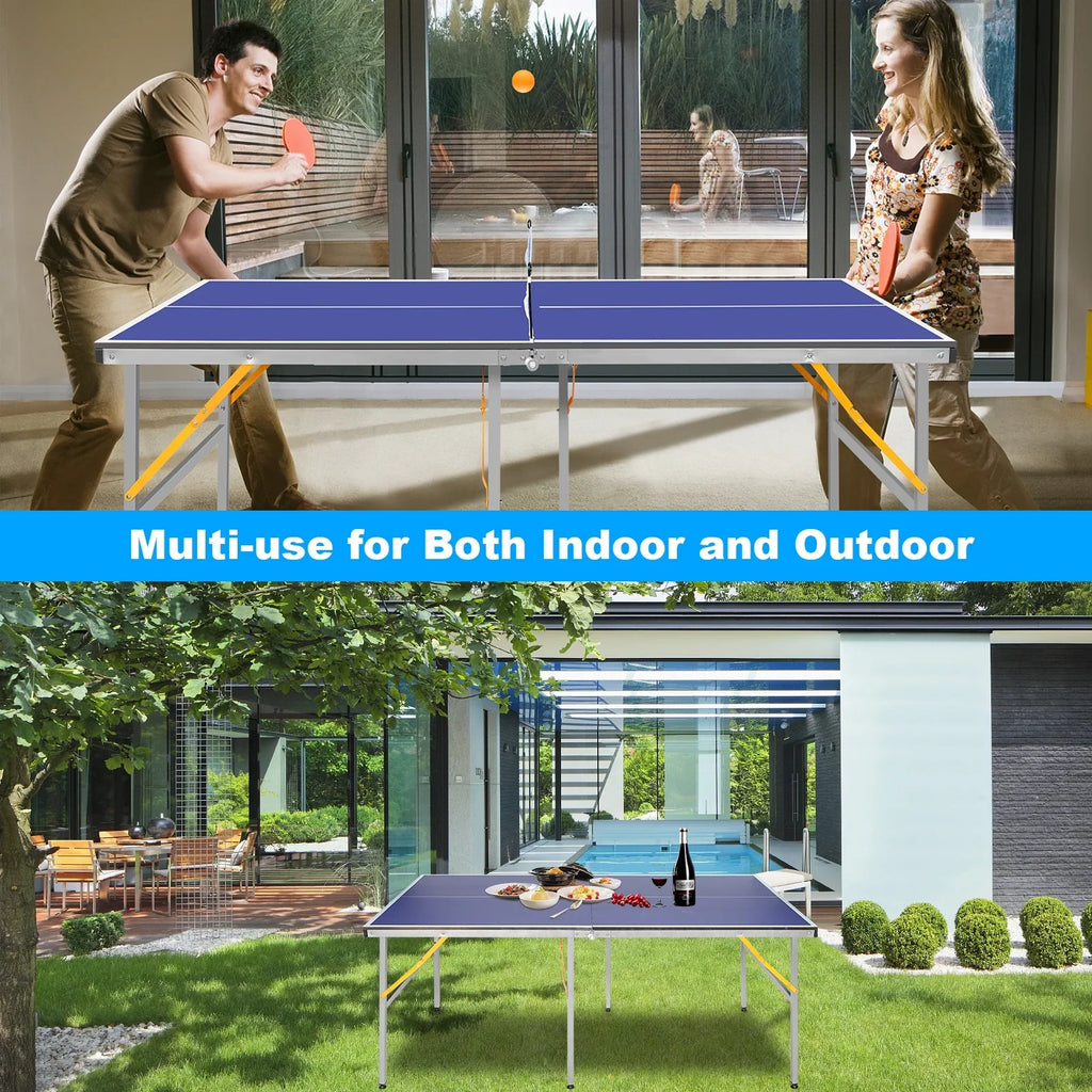 Net, with 2 Balls, 100% for Paddles Ping Set Pre-Assembled Set, Midsize Pong Outdoor 6ft Table Pong Table Folding Indoor Game and Ping Table Foldable Tennis Table