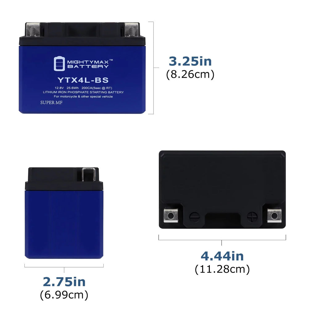 4 with Lithium YTX4L-BS Suzuki GSX-R600 Compatible - Battery Replacement Pack
