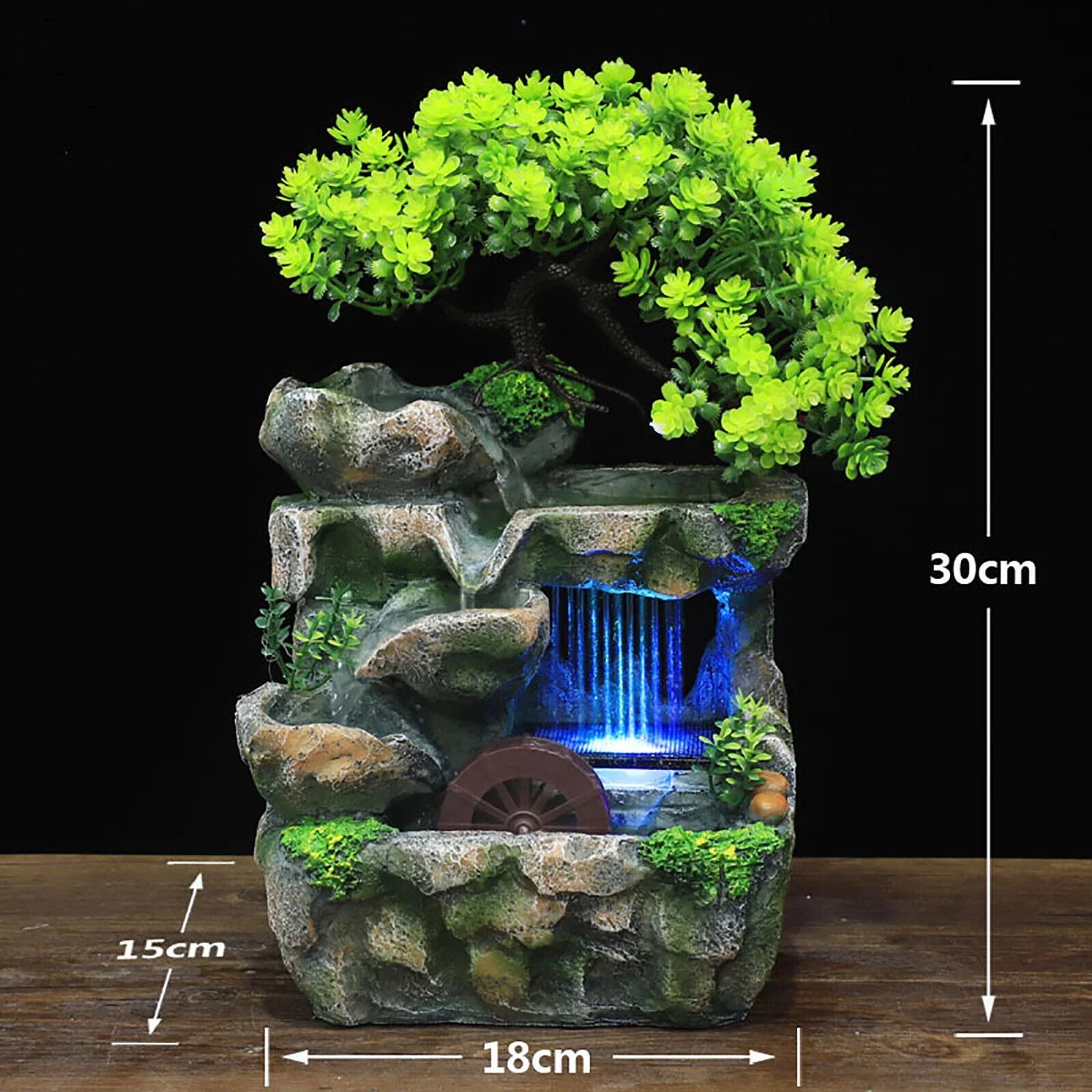 Water Light Tabletop Zen LED Feng with Table Shui Fountain Decor Indoor Waterfall