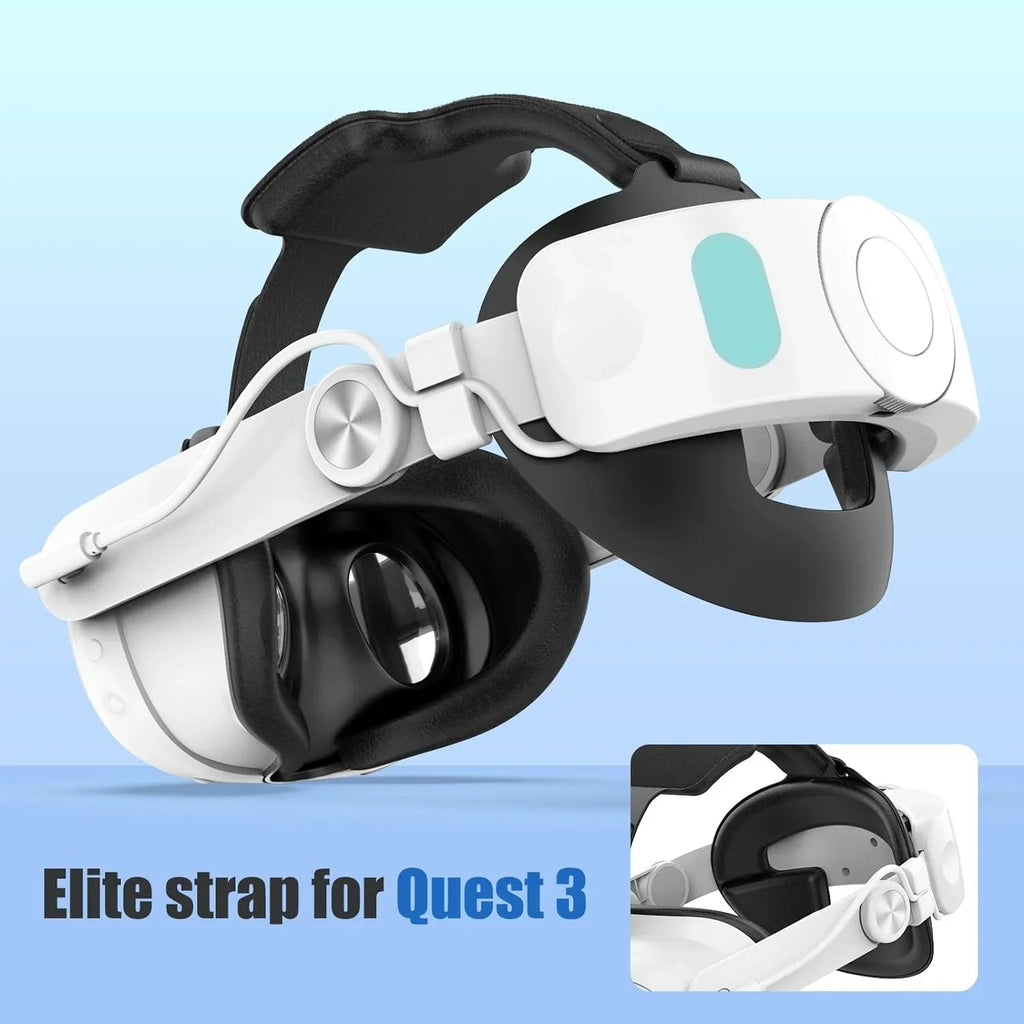 VR Extend to Adjustable Pressure & Meta Elite Reduce Quest Battery Playtime-for Quest with 5300mAh Strap, 3 Meta Accessories for Strap Pack 3, Battery Head
