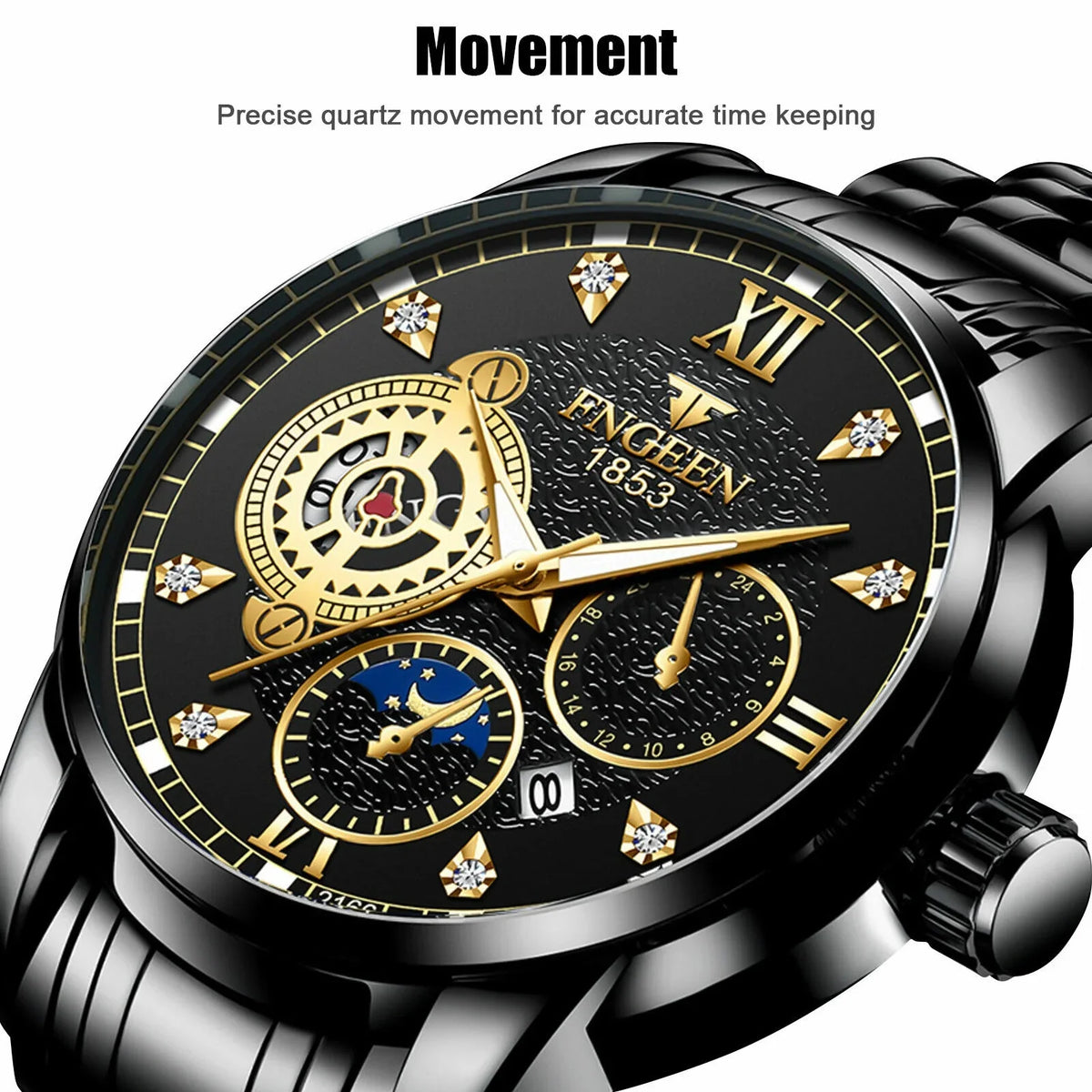 Men's Watch Waterproof Stainless Luminous Luxury Wristwatch Quartz Classic Steel