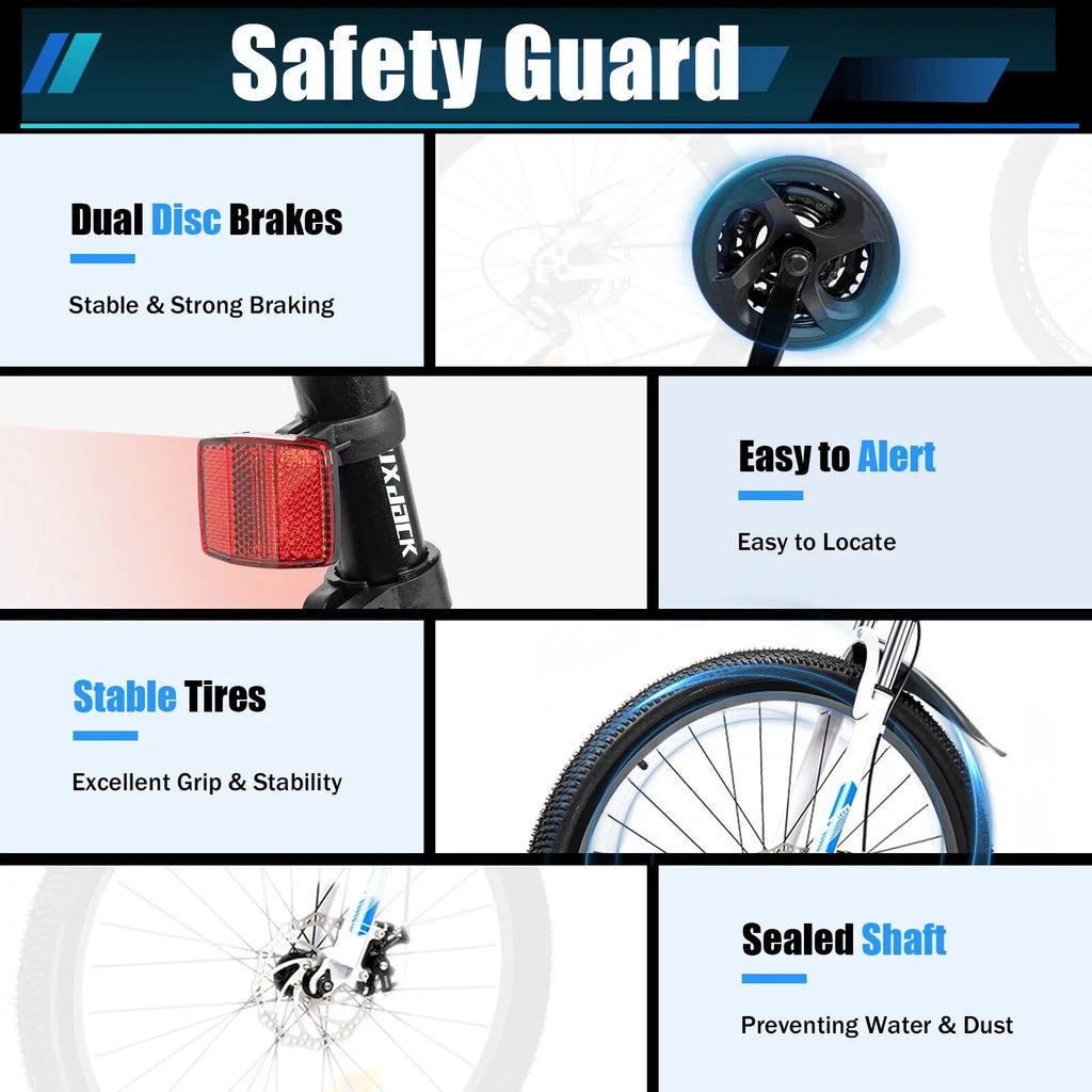 Disc Brake Bicycle Bike Bikes 26" MTB Mountain Folding Speed 21 SHZICMY Dual Men School