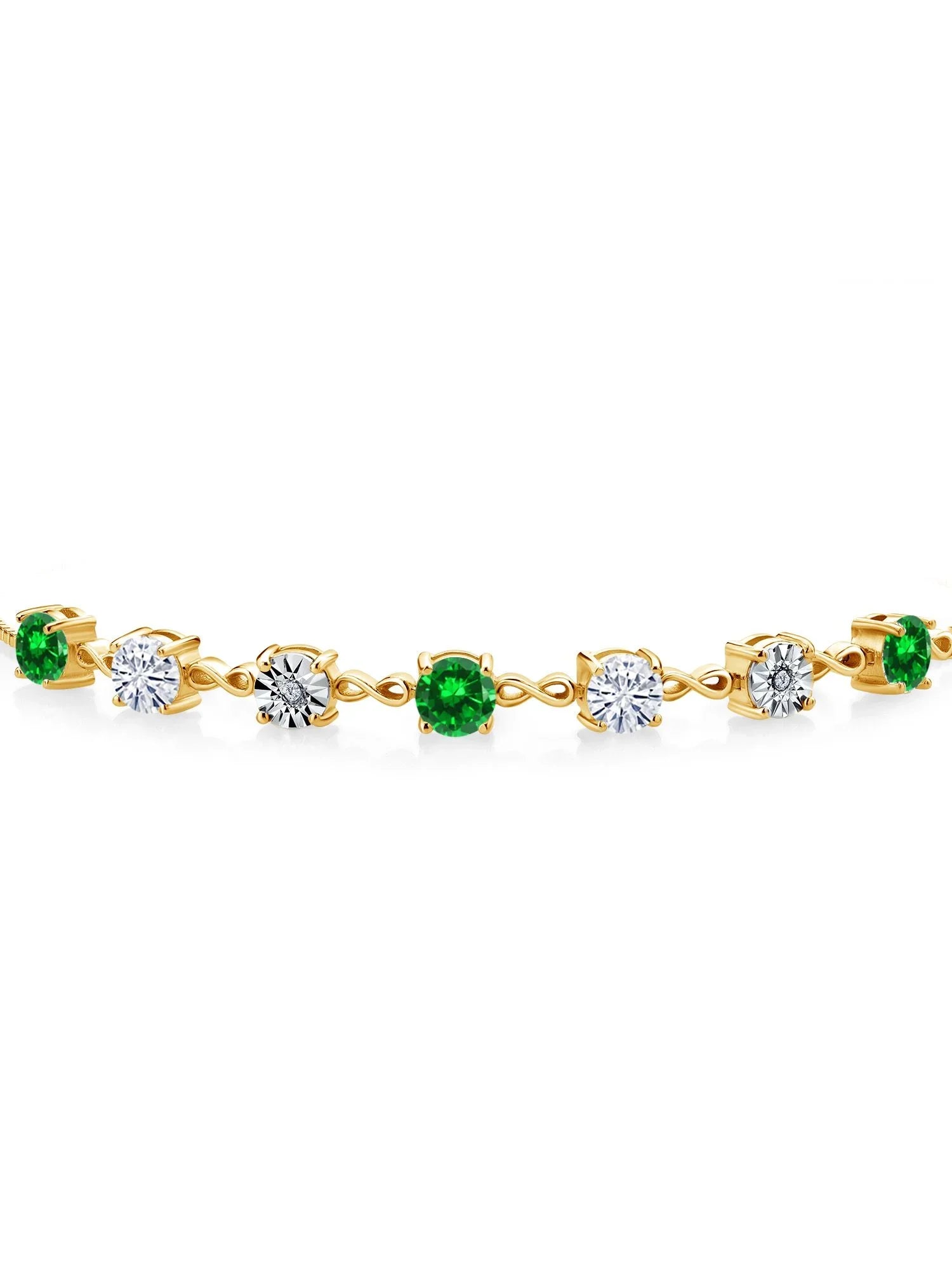 18K inch) 9 Created Fully Lab Silver Bracelet Adjustable Cttw, to Diamond Emerald Stone Moissanite Tennis Yellow Women Gold For Up Grown (3.53 Gem Plated King