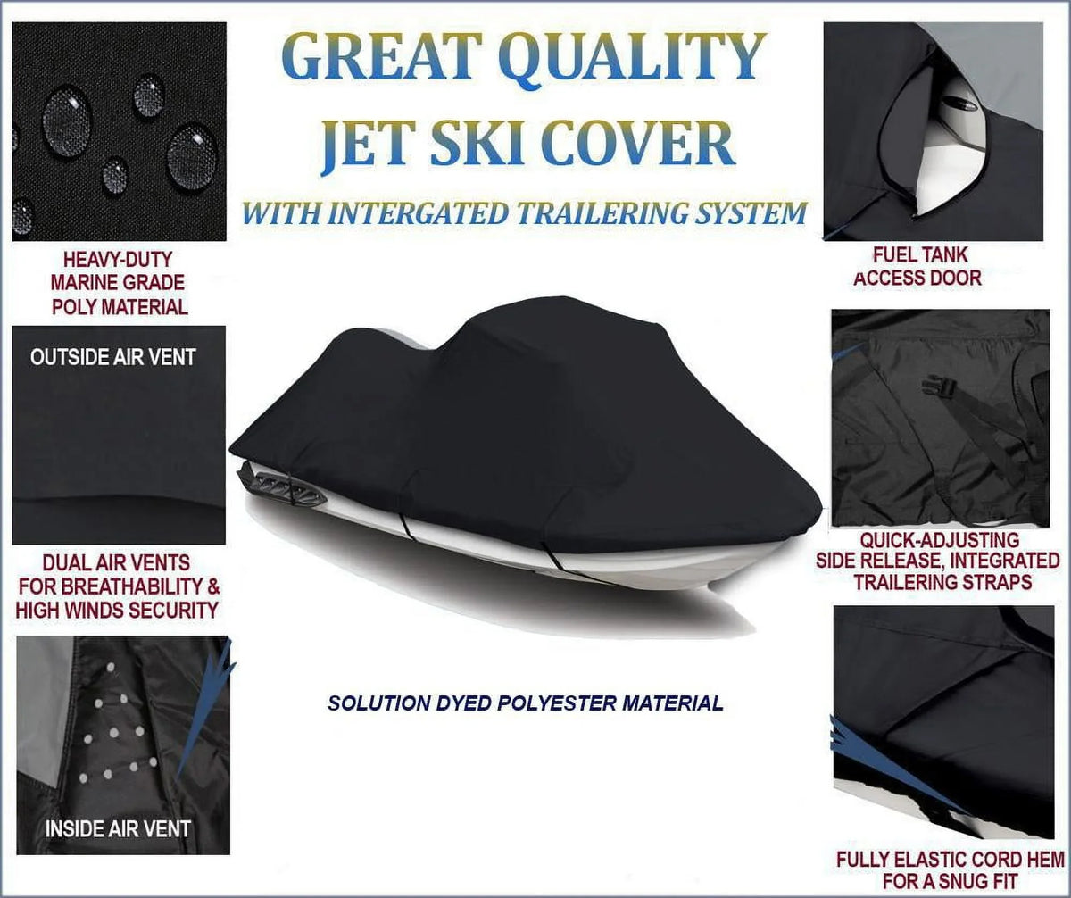 2018 2019 SKI for 600 COVER Cover DENIER JET STX-15F Kawasaki BLACK JetSki Compatible 2020