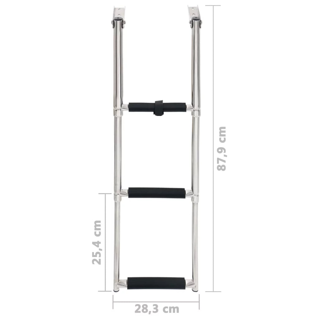 Ladder and Boarding Boat Mounting Ladder Dcenta Platform Swimming 3 for Telescopic Folding Non-Slip Steel Pool, Stainless