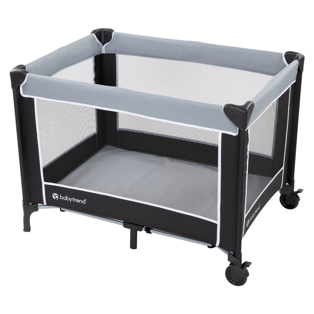 Trend Playard Grey, – with Twinkle Baby Unisex Portable Bassinet Flat