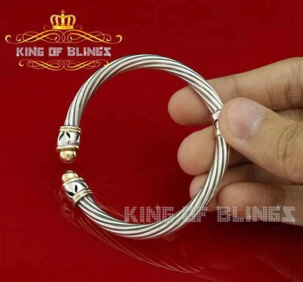 Stones Cubic King for Zirconia Fashion Of Bangle Inch 7 Round Men/Womens Bling's Silver