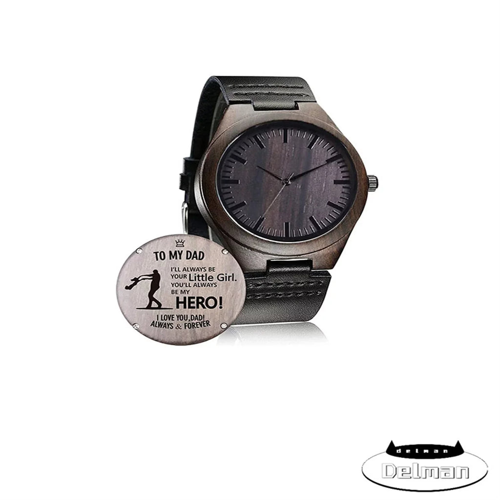 Family Watch Women Son Mom for Wooden Wife Men Wood Husband Watch, Casual Engraved Handmade Dad Customized