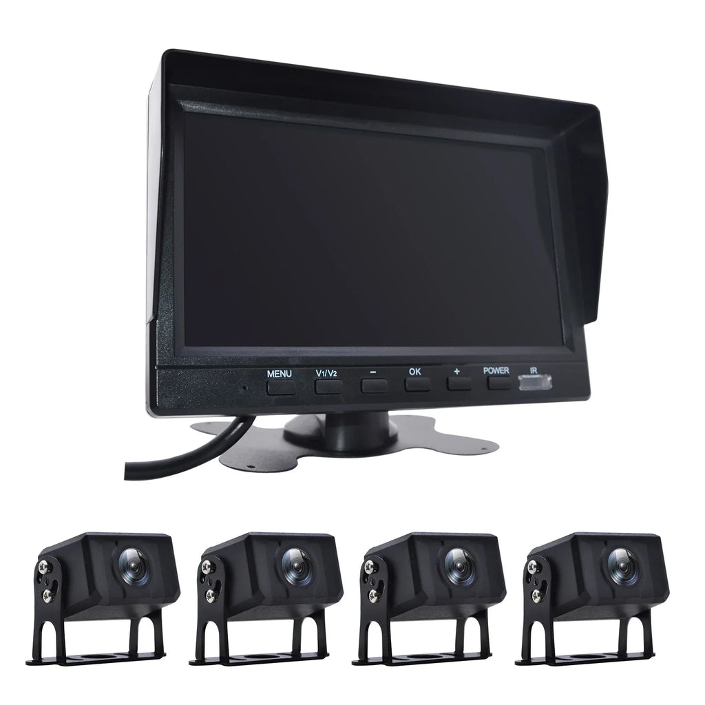 View Recorder Driving for RV Video Backup Camera Truck Monitor Bus+4 Rear DVR 7"