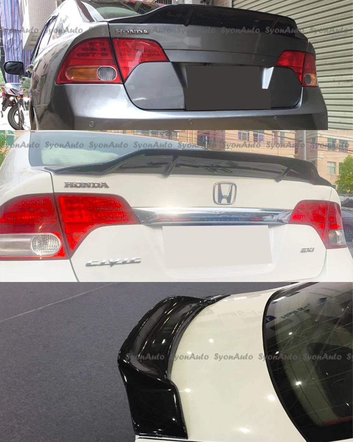 GLOSSY HONDA HIGHKICK TRUNK RS SEDAN FITS CIVIC BLACK 2006-2011 SPOILER STYLE WING