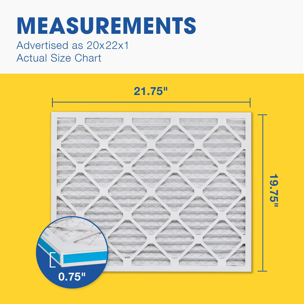 Aerostar Filter, 20x22x1 Filter, 8 Air Furnace Air Pleated 6 MERV AC Pack