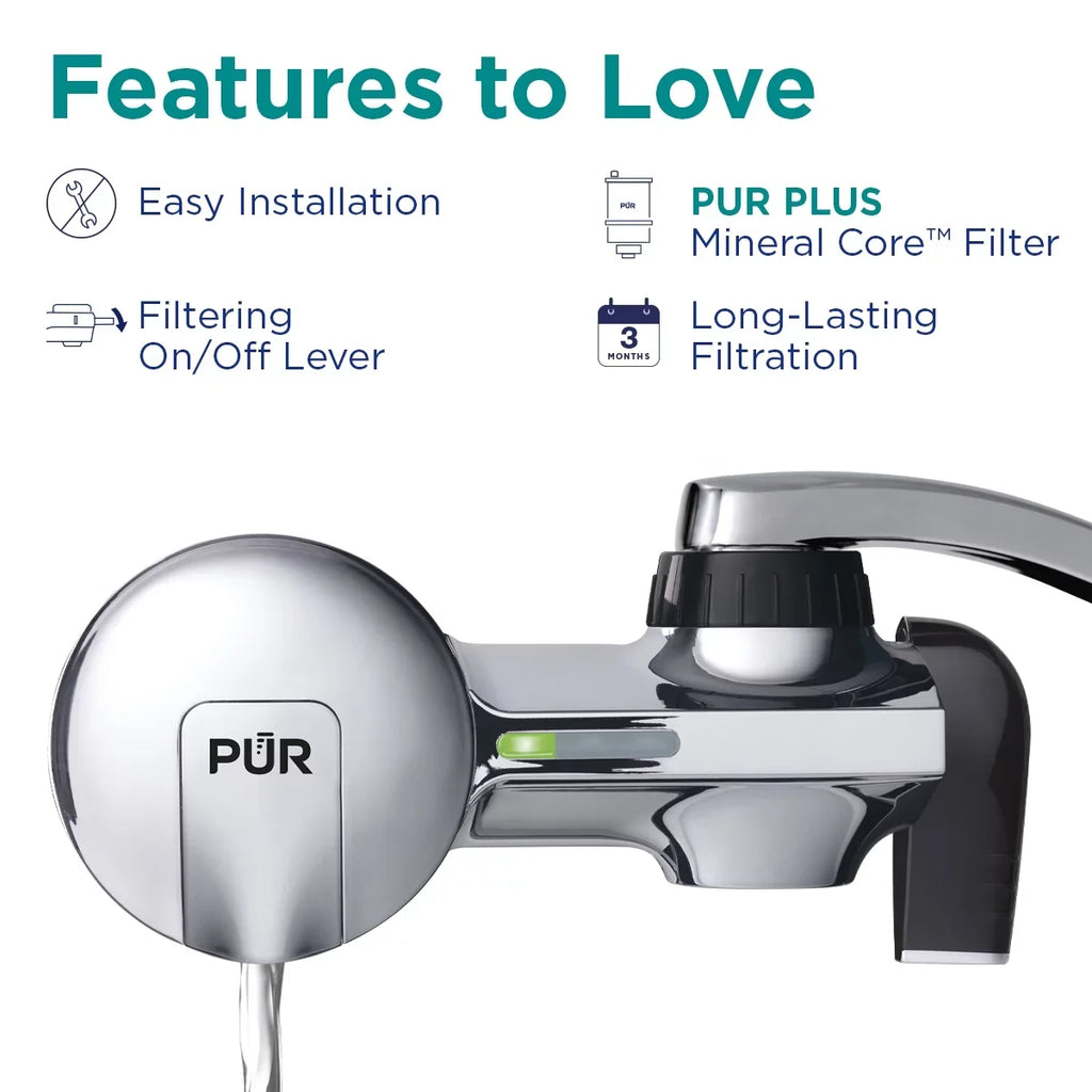 Mount Filtration Chrome, PUR Horizontal, System, PLUS Faucet PFM400H Water