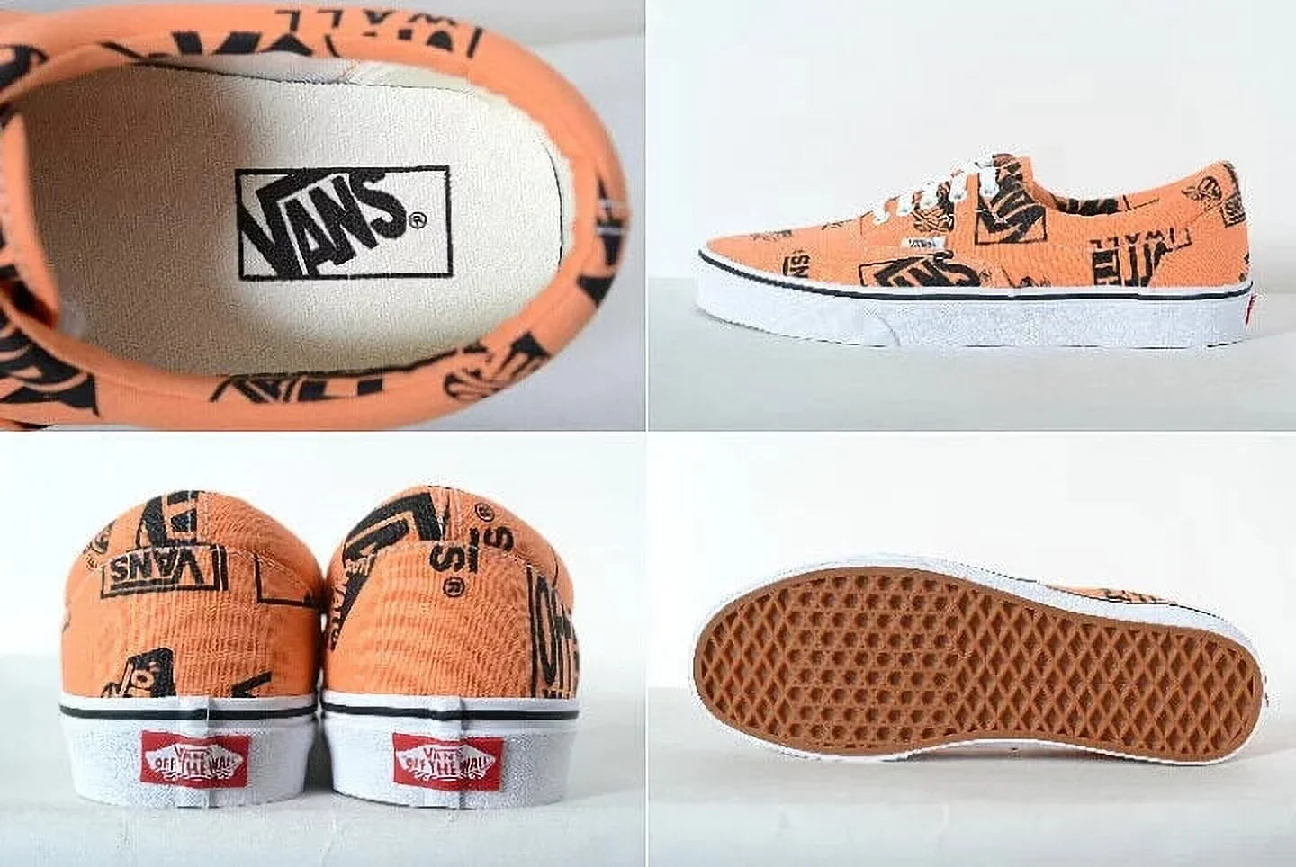 MIX SHOES NEW LOW CLASSIC ERA VANS SIZE 9 MEN TANGERINE/BLACK LOGO SKATEBOARD